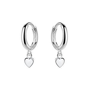 Silver Heart Charm Huggie Earrings